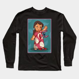 Alien Meets lilo and Stitch Long Sleeve T-Shirt